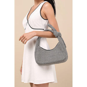 Lulus Caylana Black And White Woven Knotted Handbag - Size One Size